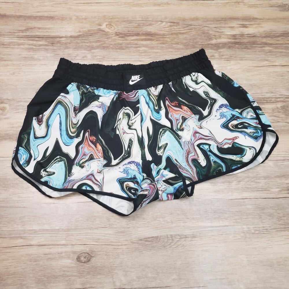 Nike Running Shorts Womens Large Multicolor Marble 3 Inseam Pockets 893671-010